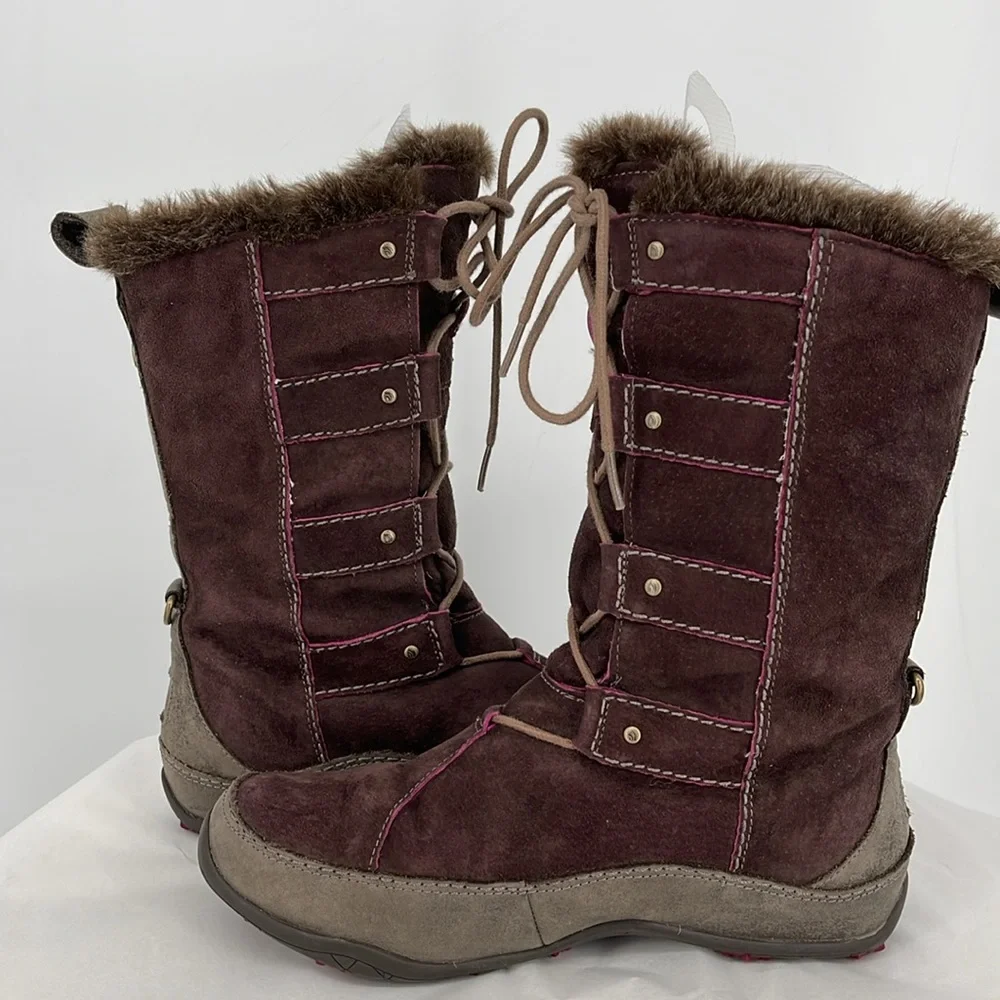 The North Face‎ Brown Suede Fur Lined Lace Up Winter Boots Womens Size 7